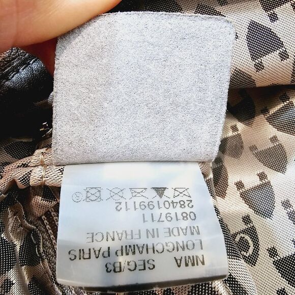 Longchamp Legende Hobo Brown Ostrich Embossed Bag Top Handle Carry Handbag - Picture 7 of 16